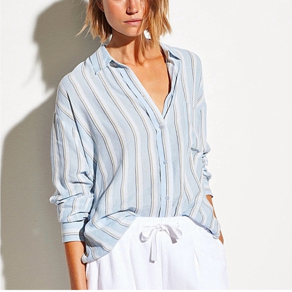 Vince Stripe Boxy Button Down Shirts